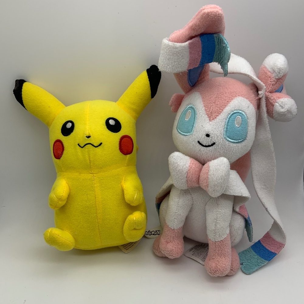 Pokemon Pikachu and Sylveon Small Collectible Plush Stuffed Animals